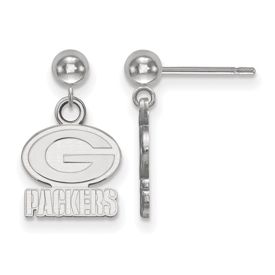 Sterling Silver Green Bay Packers Dangle Ball Earrings Sterling Silver Green Bay Packers Dangle Ball Earrings
